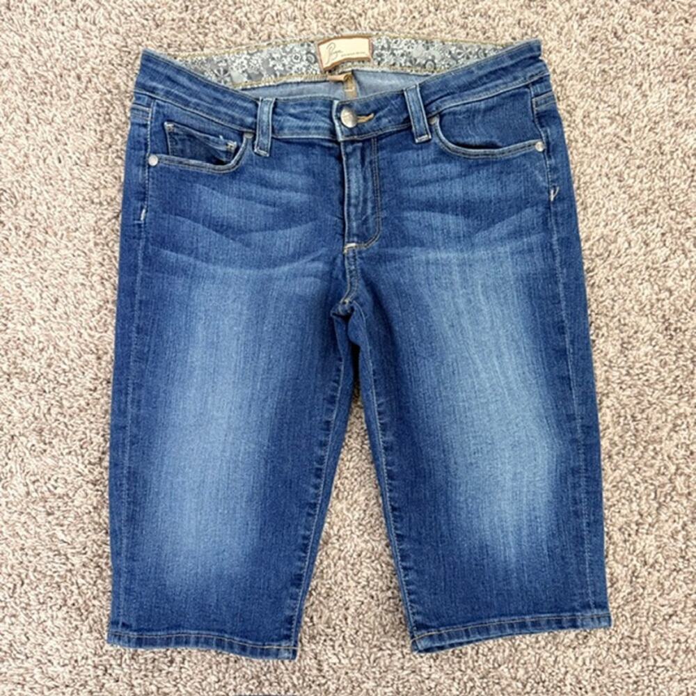 Paige Canyon Short Low Rise Denim Blue‎ Jeans Washed Out Knee Length Women's 27